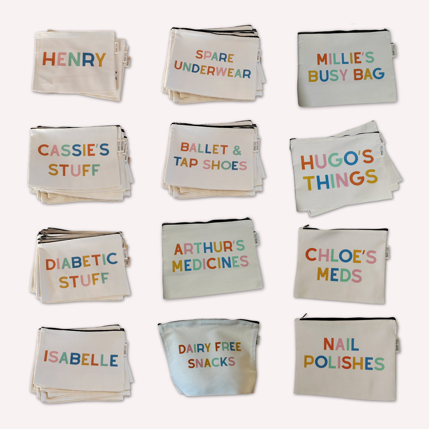 XL Personalised Text Zipped Pouch