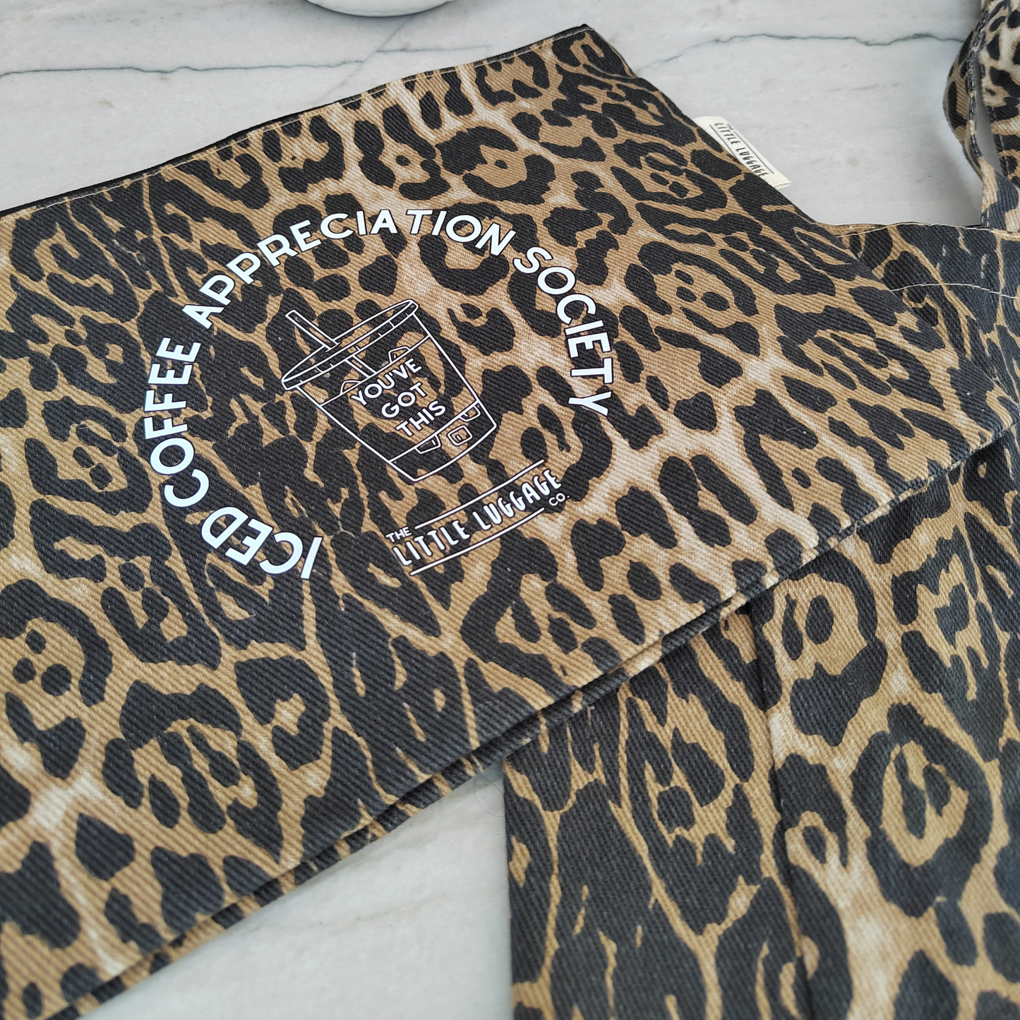 Leopard Iced Coffee Tote Bag & Pouch Set