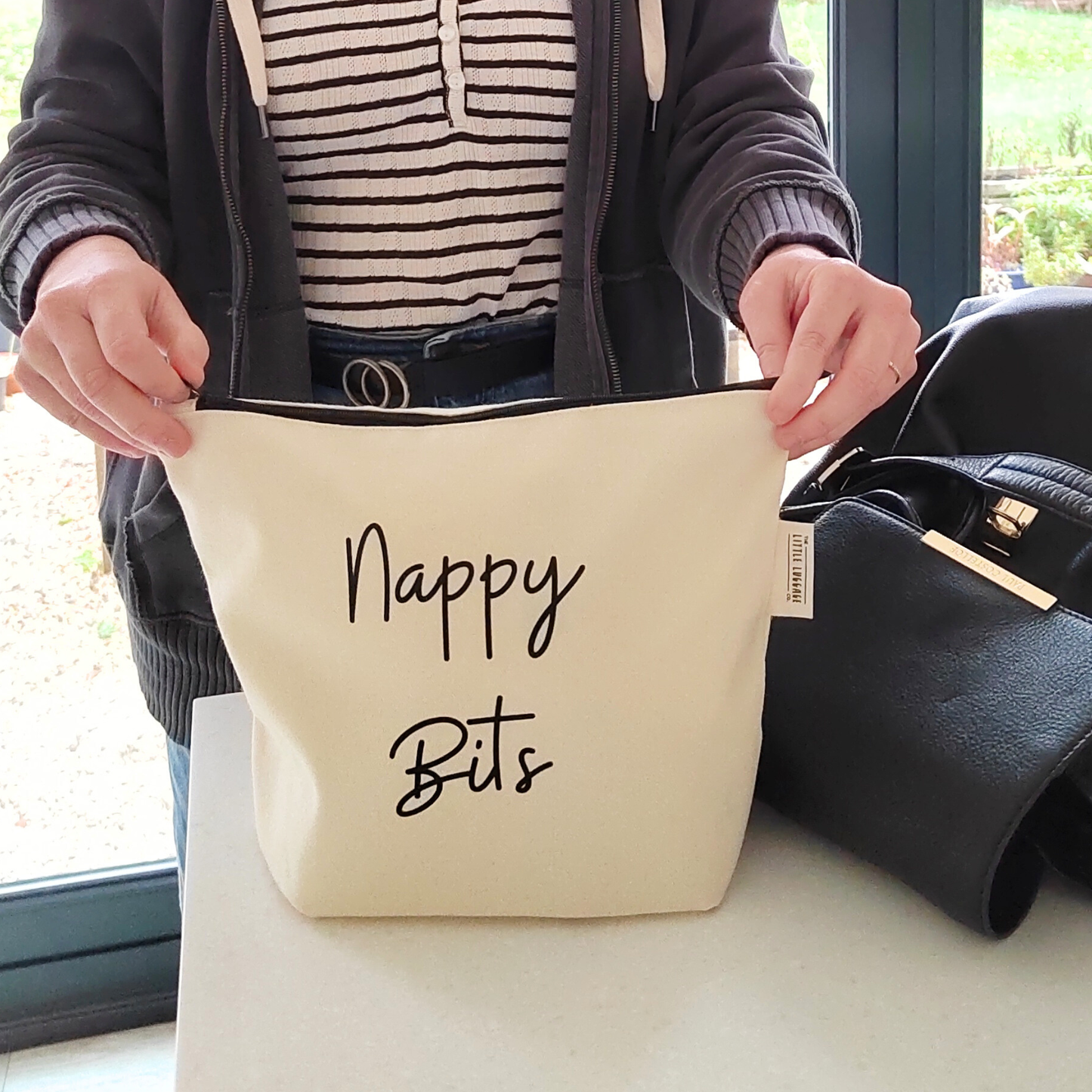 XL Monochrome Nappy Bits Pouch