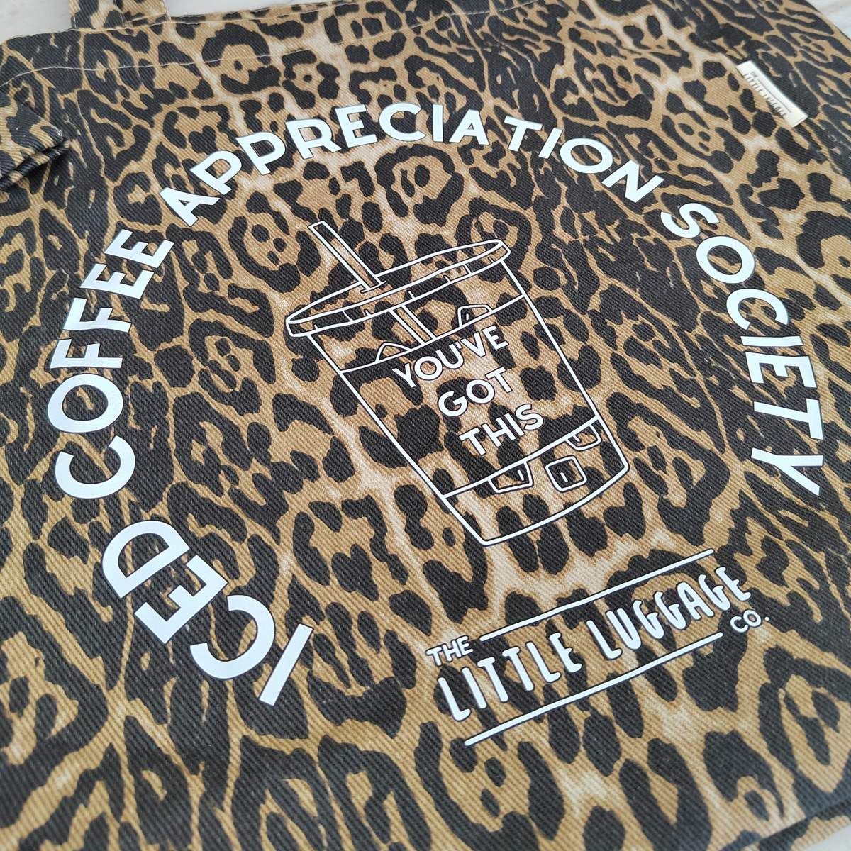 Leopard Iced Coffee Tote Bag