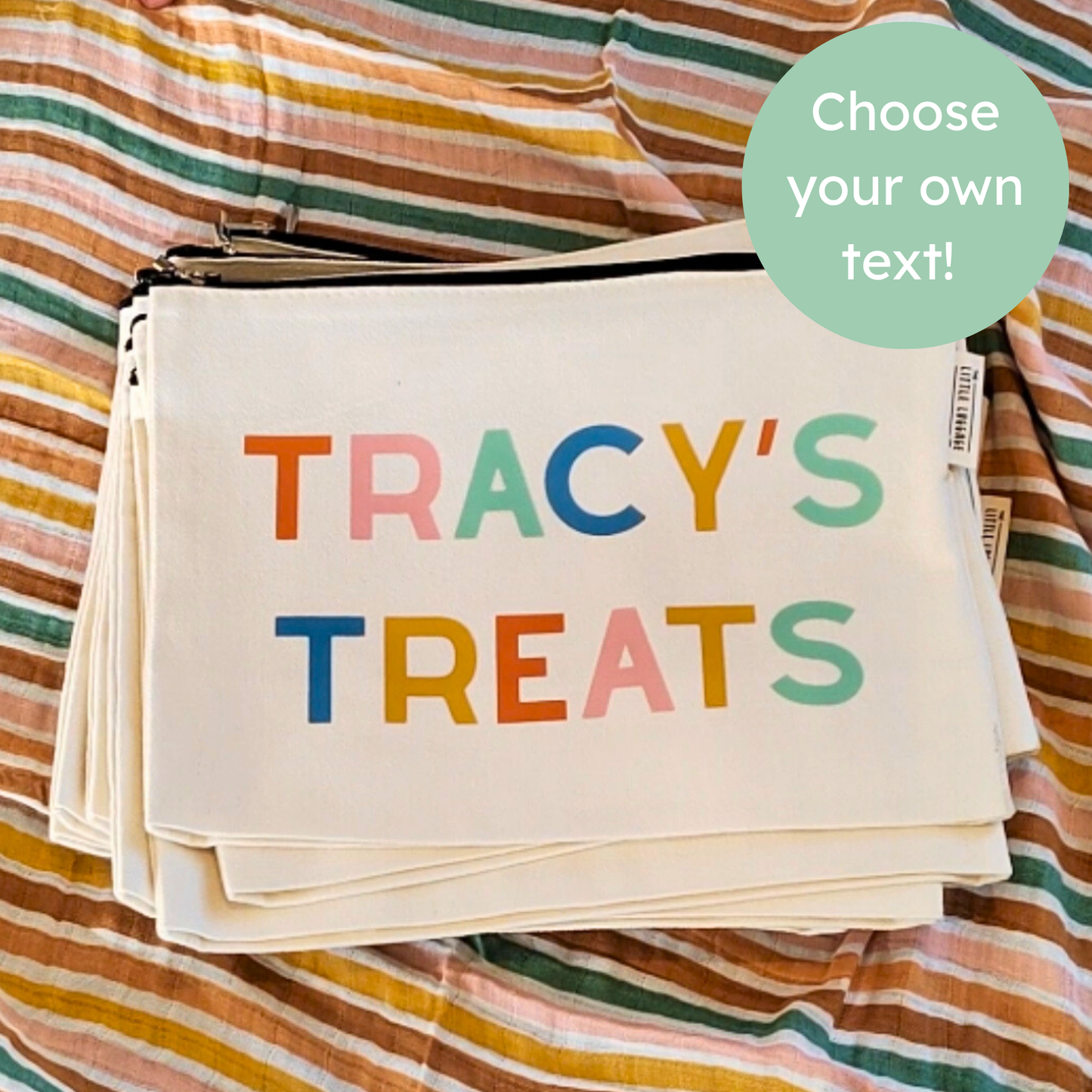 XL Personalised Text Zipped Pouch