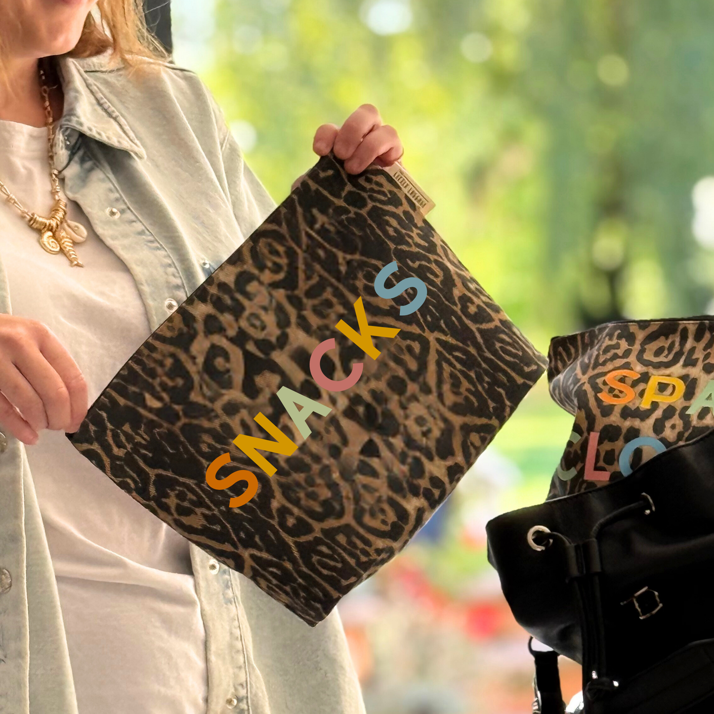 XL Leopard Print Snacks Pouch