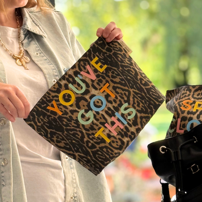XL Leopard Print You've Got This Pouch