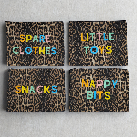 XL Leopard Print Baby Essentials Pouch Set
