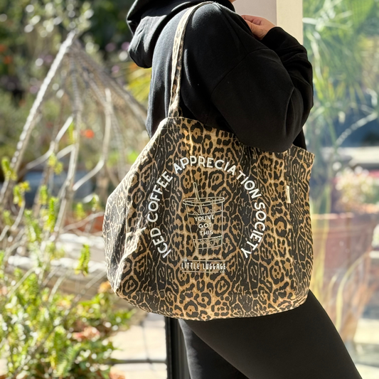 Leopard Iced Coffee Tote Bag & Pouch Set