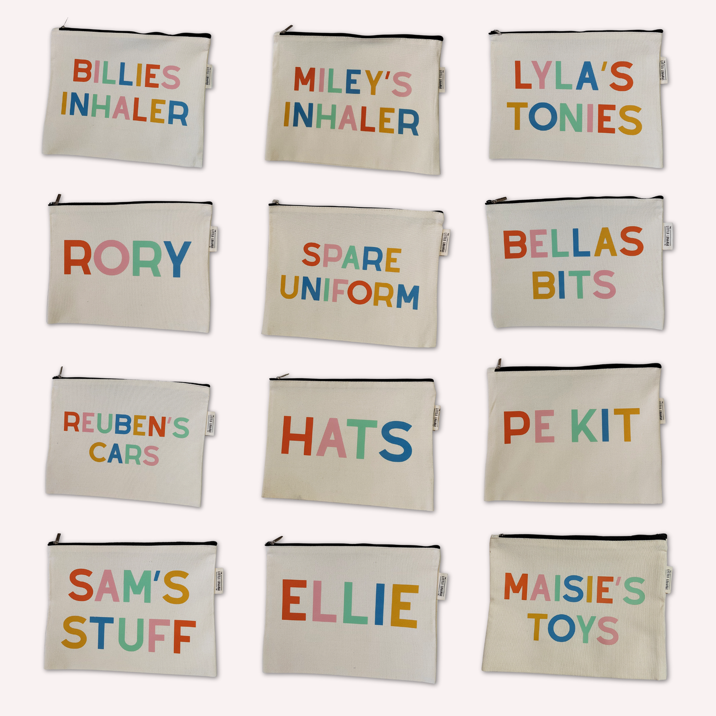 XL Personalised Text Zipped Pouch