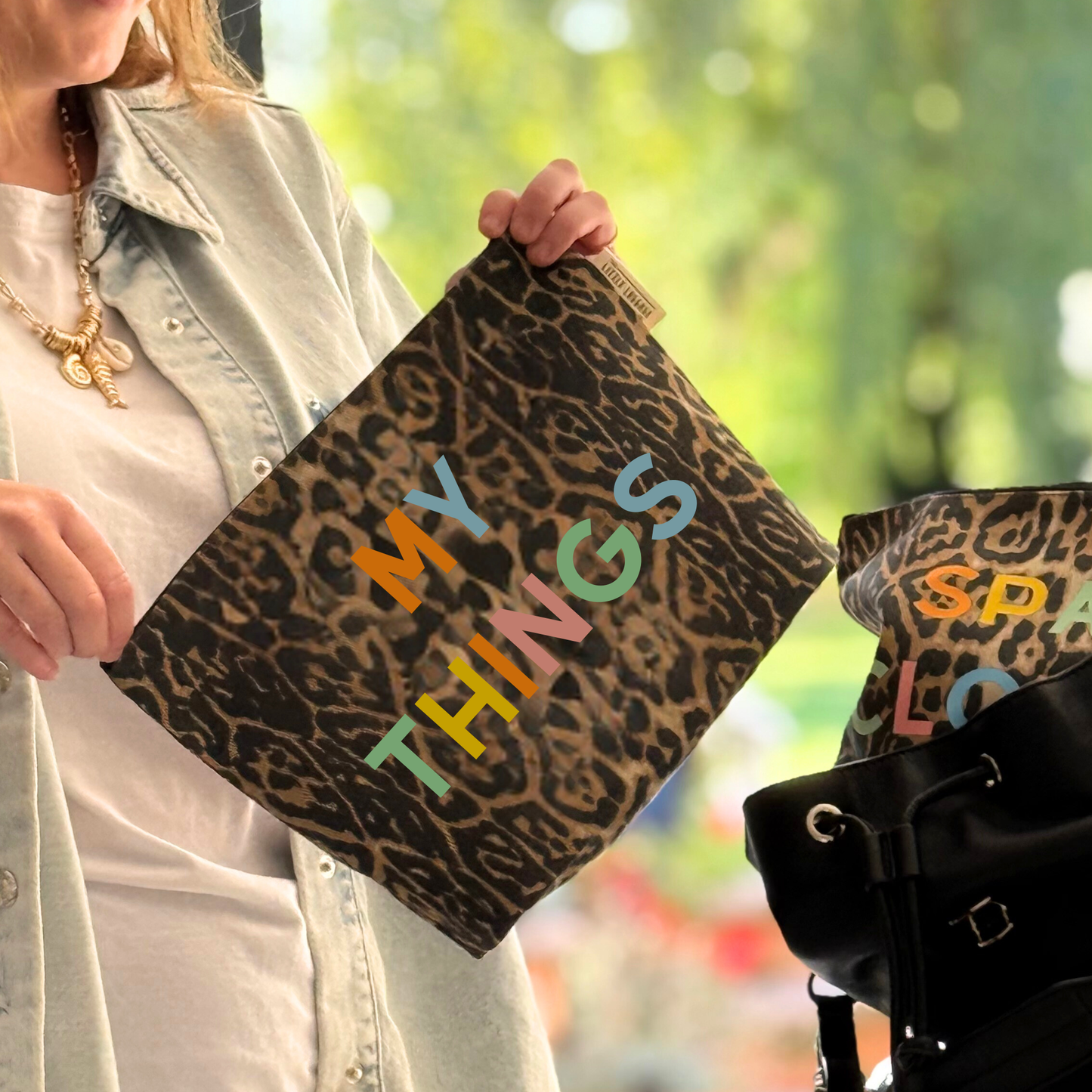 XL Leopard Print My Things Pouch