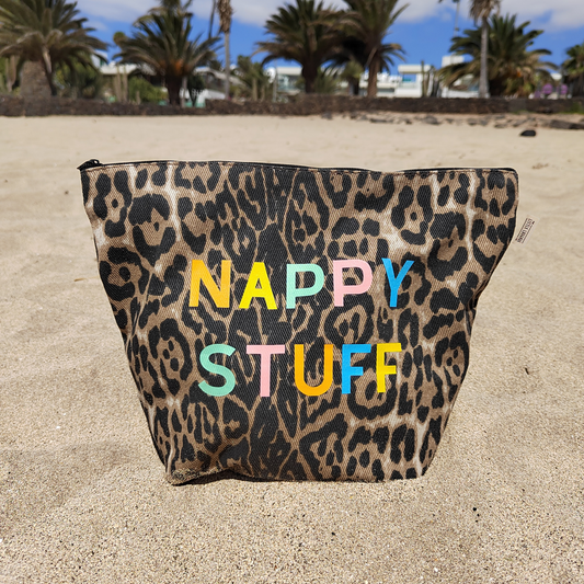 XL Leopard Print Nappy Stuff Pouch