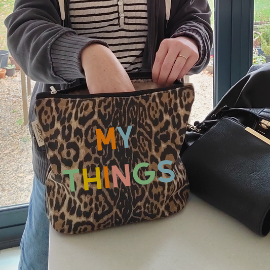 XL Leopard Print My Things Pouch