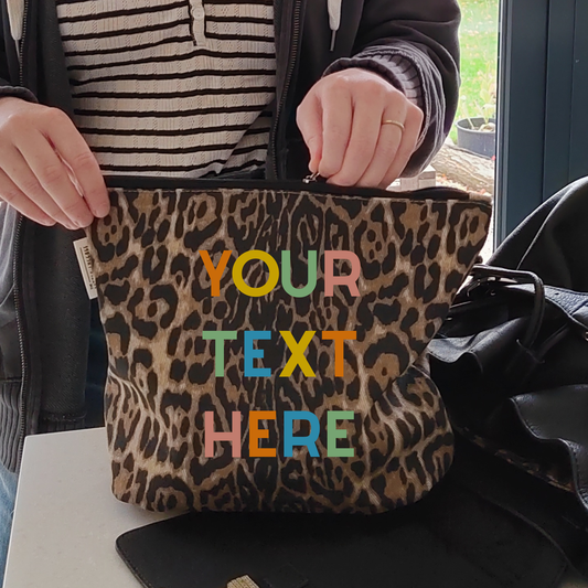 XL Personalised Text Leopard Pouch