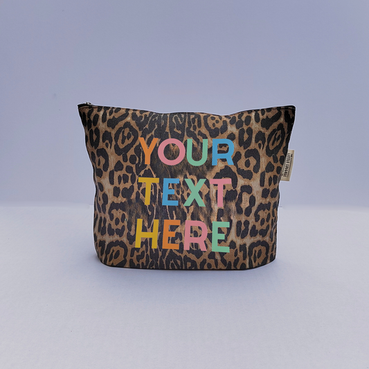 XL Personalised Text Leopard Pouch