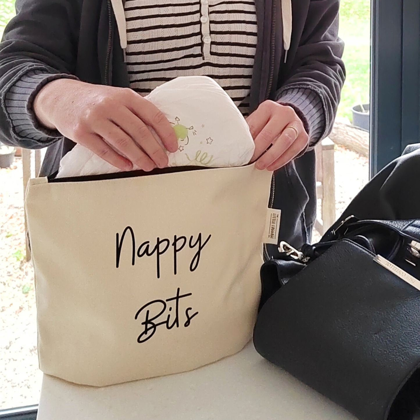 XL Monochrome Nappy Bits Pouch