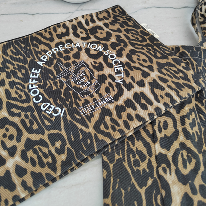 Leopard Iced Coffee Tote Bag & Pouch Set