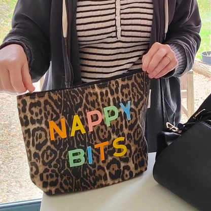 XL Leopard Print Nappy Bits Pouch