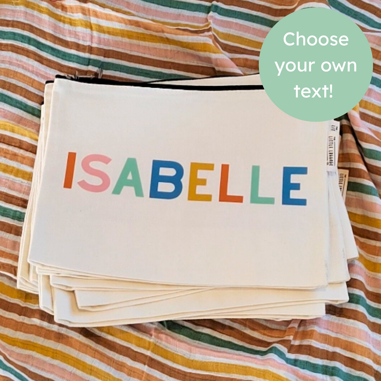 XL Personalised Text Zipped Pouch