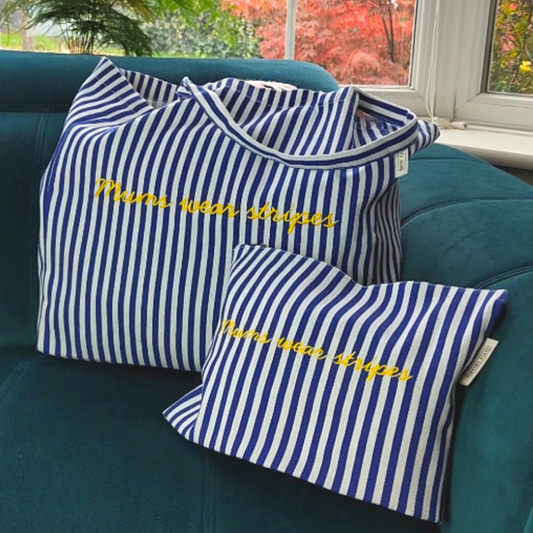 Mums Wear Stripes Tote Bag & Pouch Set