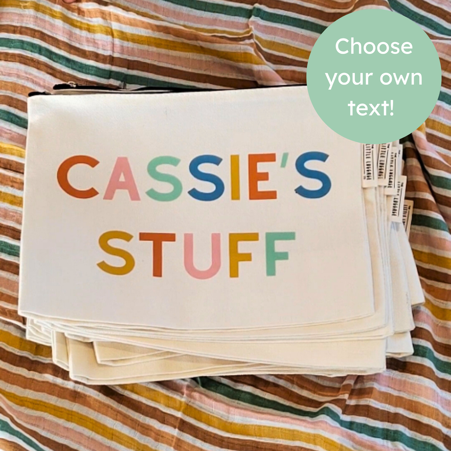 XL Personalised Text Zipped Pouch