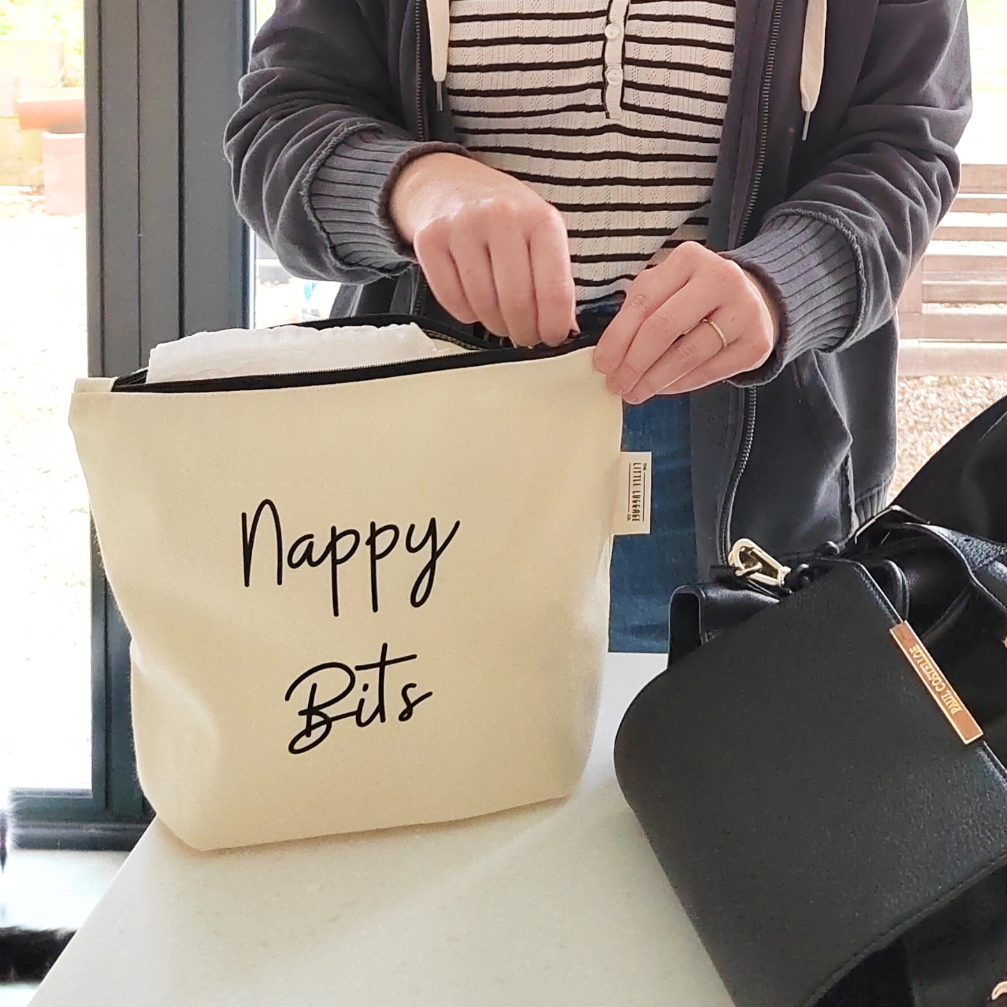 XL Monochrome Nappy Bits Pouch