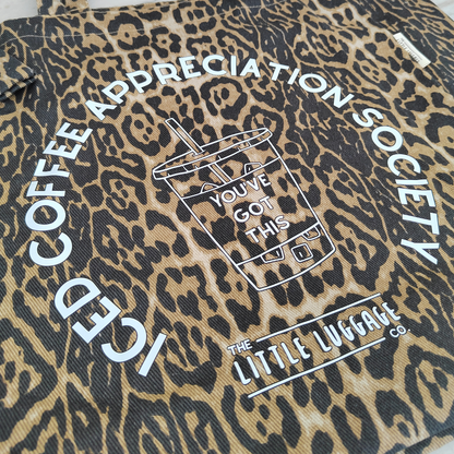 Leopard Iced Coffee Tote Bag & Pouch Set