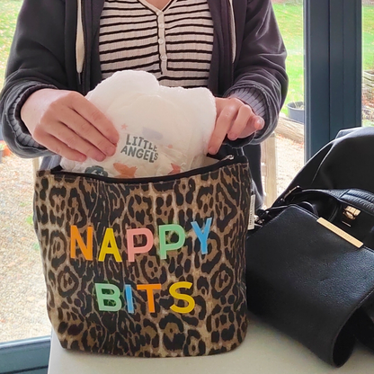 XL Leopard Print Nappy Bits Pouch