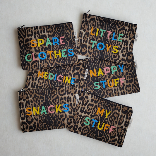 Small Leopard Print Baby Essentials Pouch Set