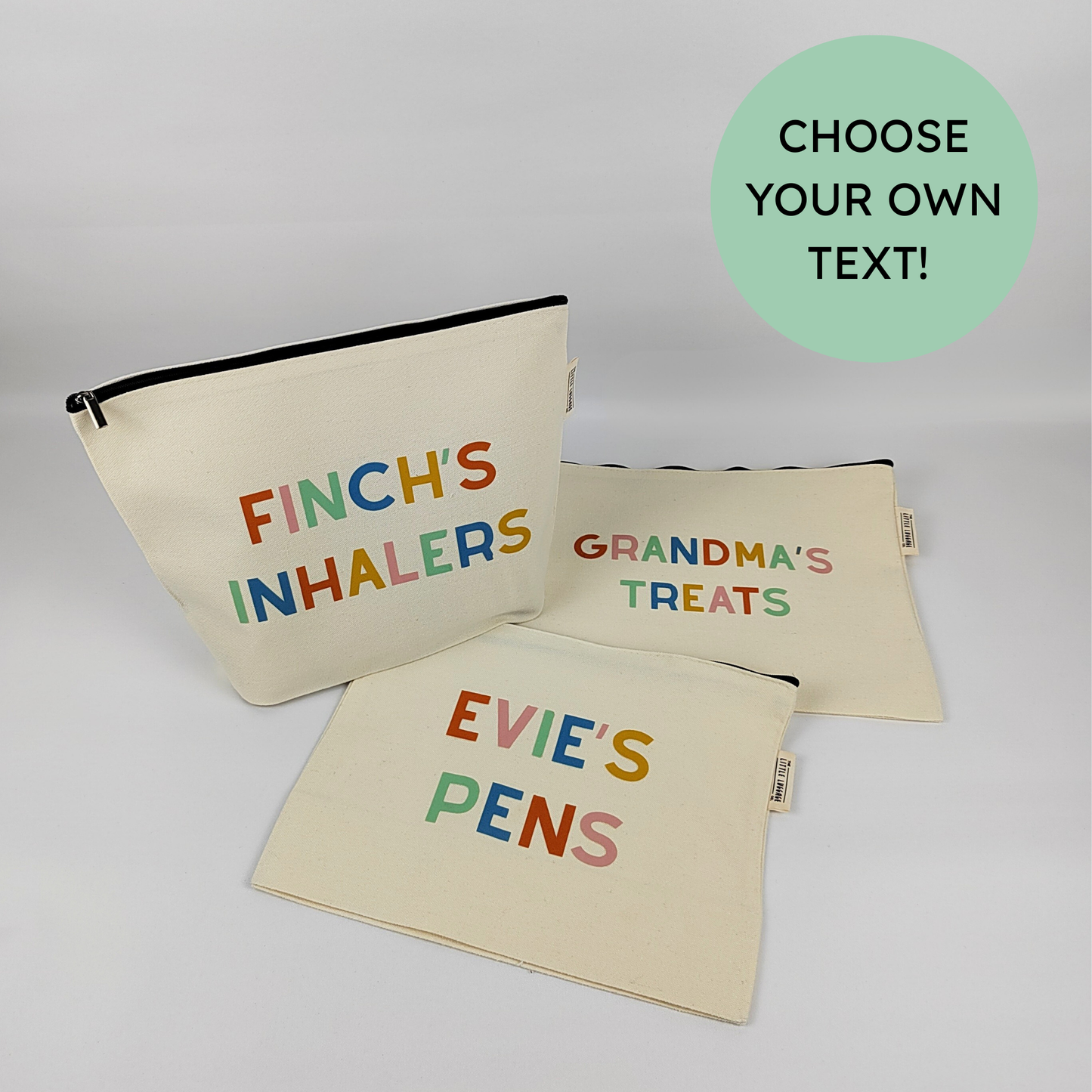 XL Personalised Text Zipped Pouch