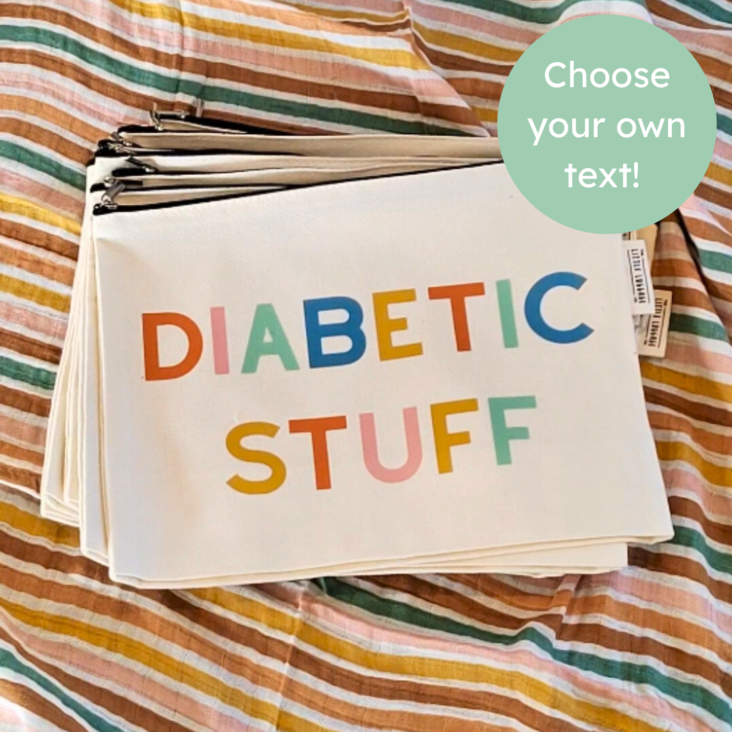 XL Personalised Text Zipped Pouch